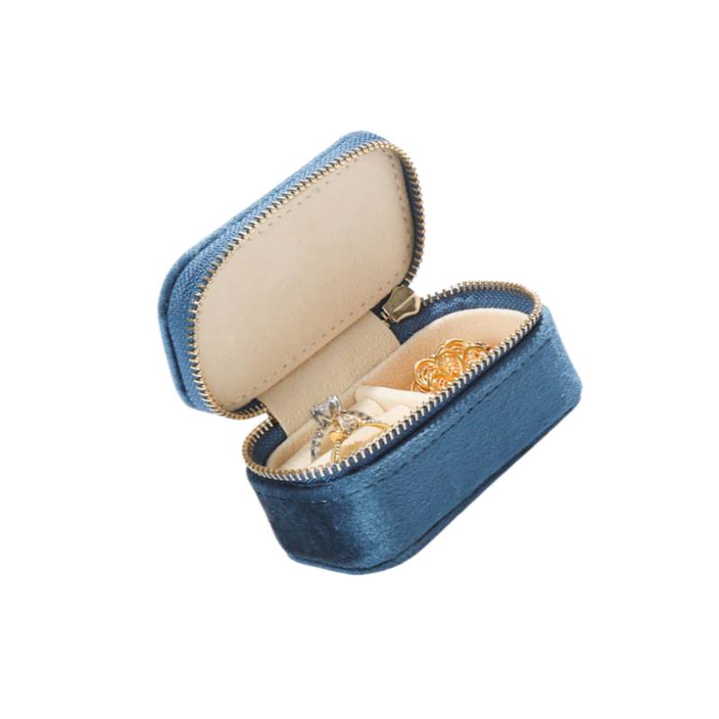 Tragbares Mini-Schmuckkästchen aus Samt NavyBlue