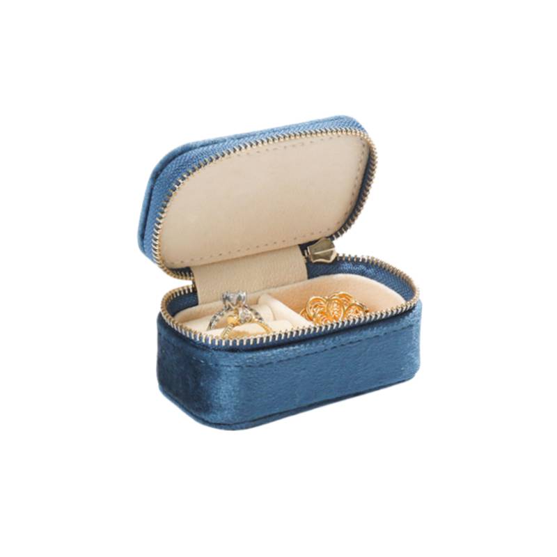 Tragbares Mini-Schmuckkästchen aus Samt NavyBlue