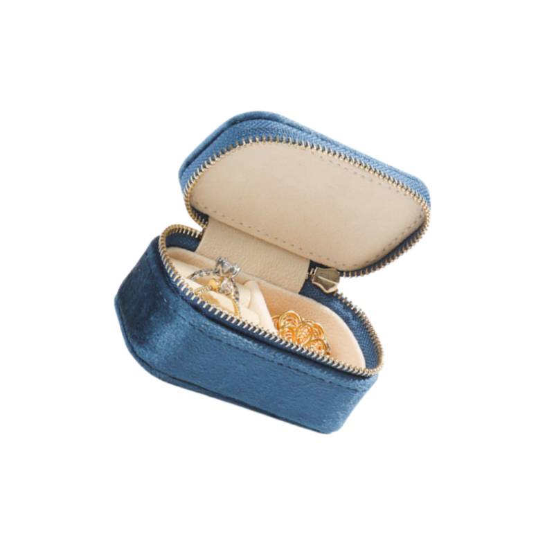 Tragbares Mini-Schmuckkästchen aus Samt NavyBlue