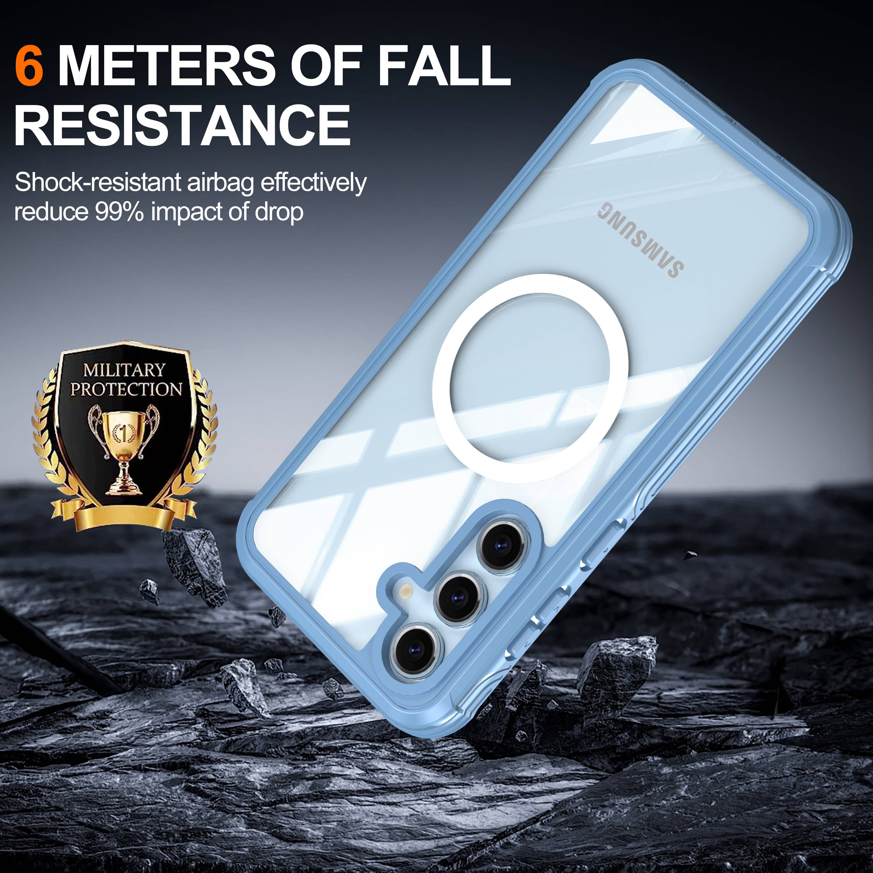 Samsung Galaxy S24 FE Hülle, 9H Gehärtete Glasrückseite Blue