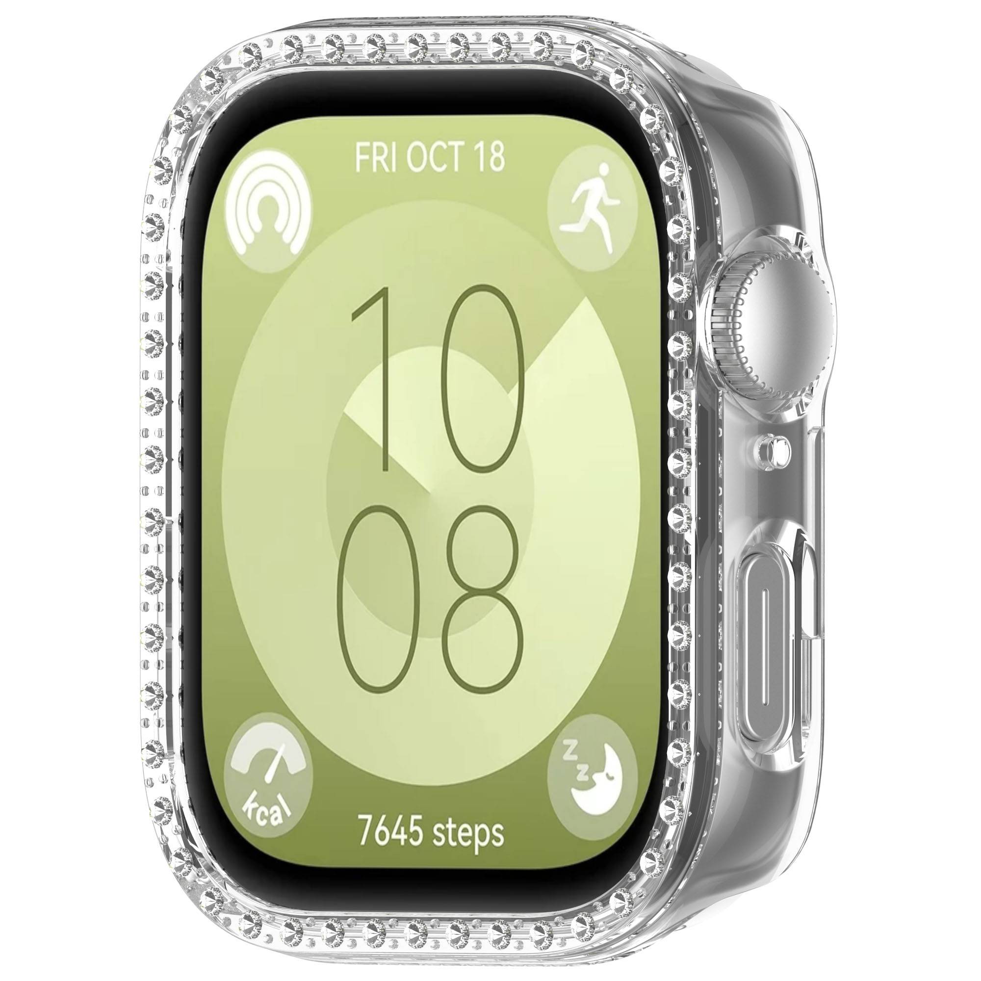 Huawei Watch Fit 3 Hülle mit diamantfarbener, hohler PC-Schutzhülle Transparent