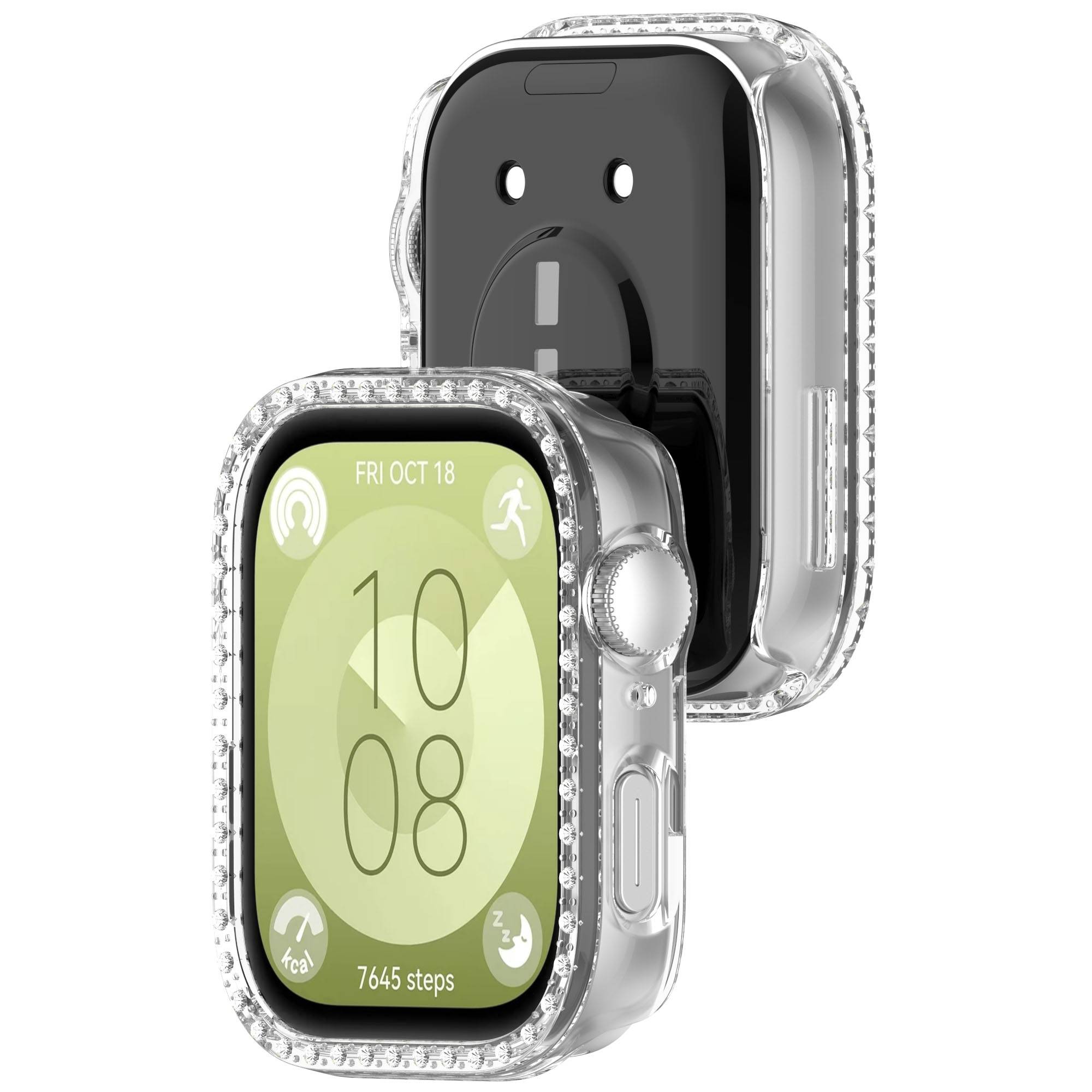 Huawei Watch Fit 3 Hülle mit diamantfarbener, hohler PC-Schutzhülle Transparent