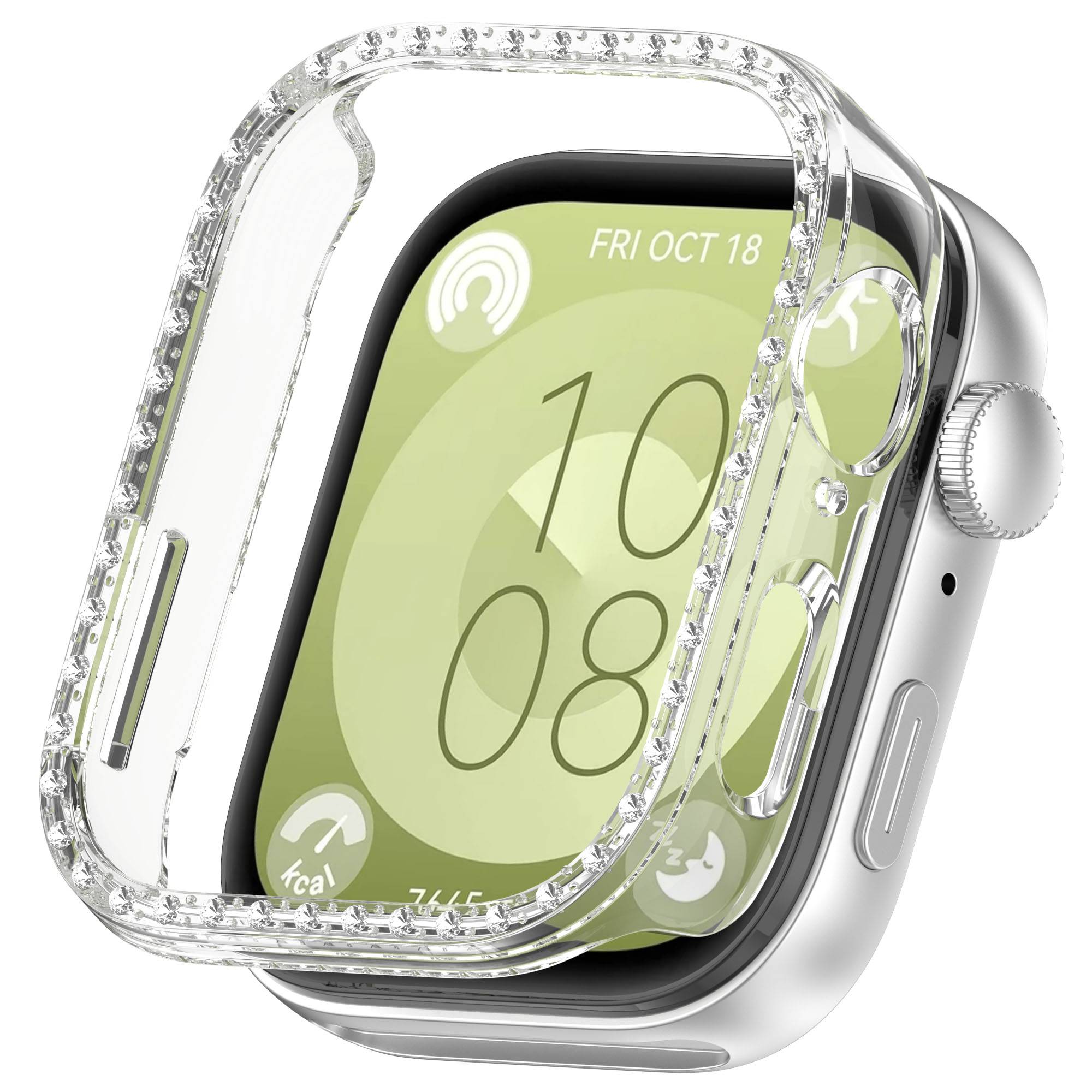 Huawei Watch Fit 3 Hülle mit diamantfarbener, hohler PC-Schutzhülle Transparent