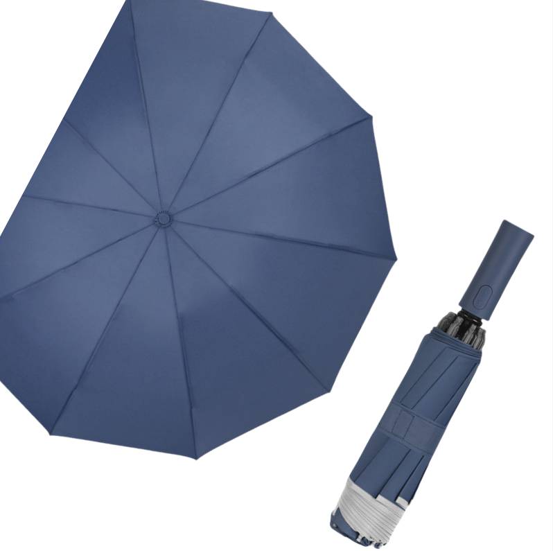 Taschenschirm mit Reflektorstreifen für Regen und Sonnenschein NavyBlue