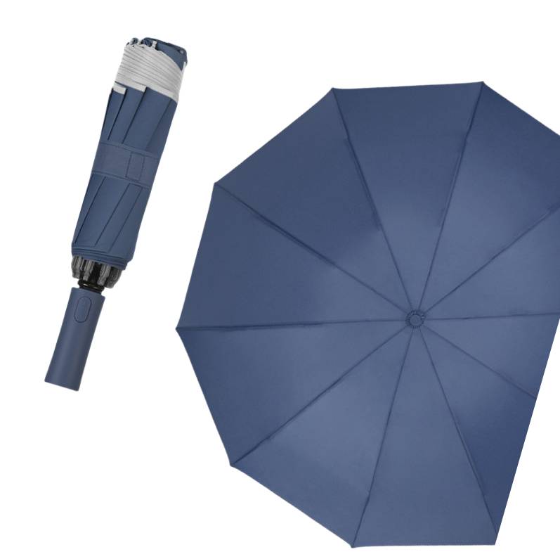 Taschenschirm mit Reflektorstreifen für Regen und Sonnenschein NavyBlue