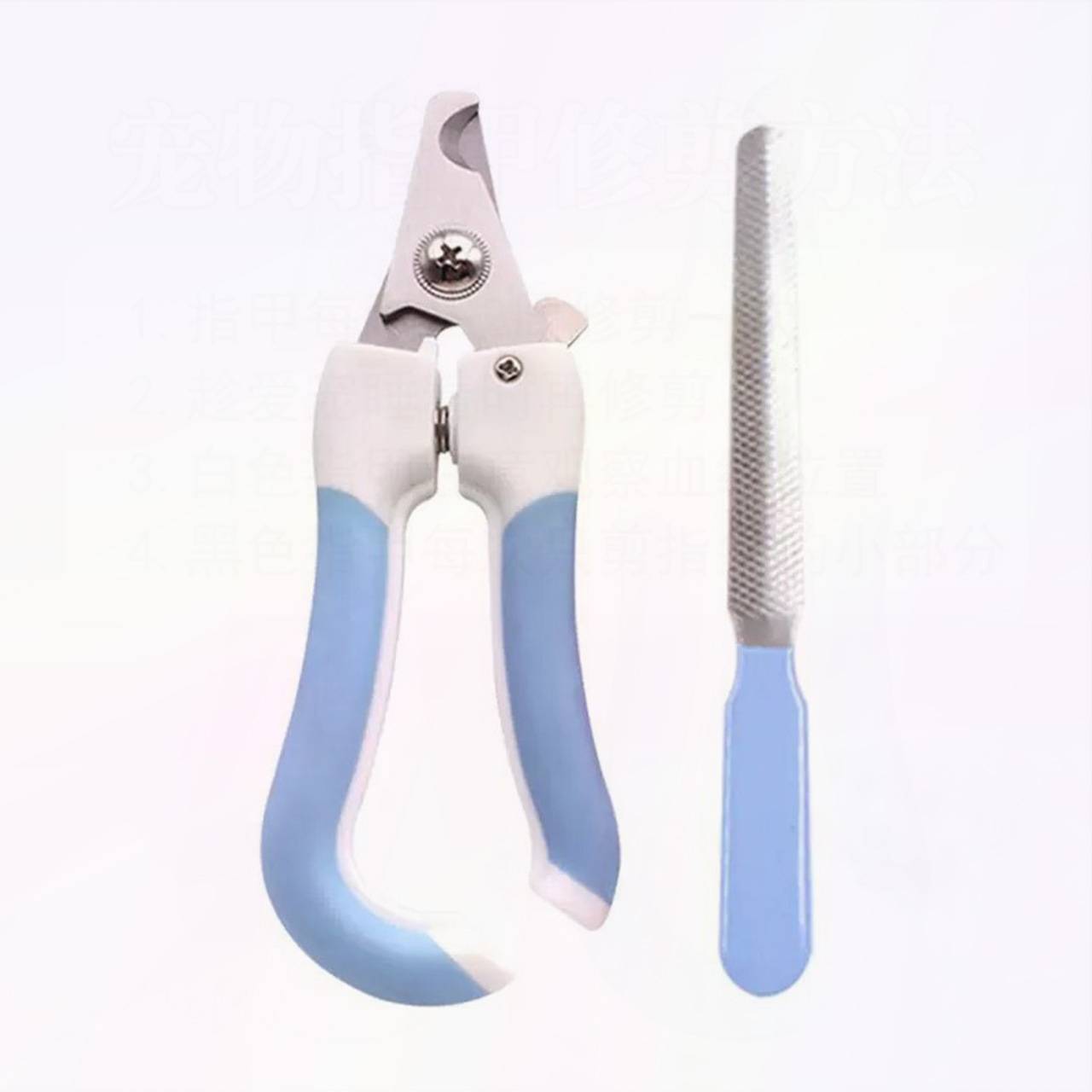 Blaue Katzenkrallenschere mit Sicherheitsbügel M