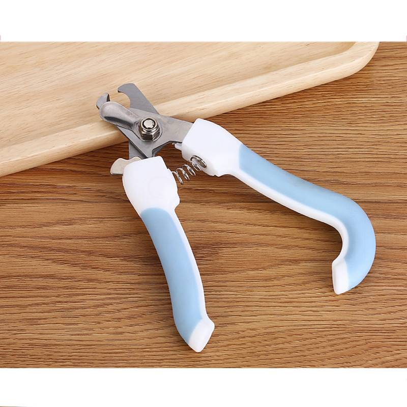 Blaue Katzenkrallenschere mit Sicherheitsbügel M