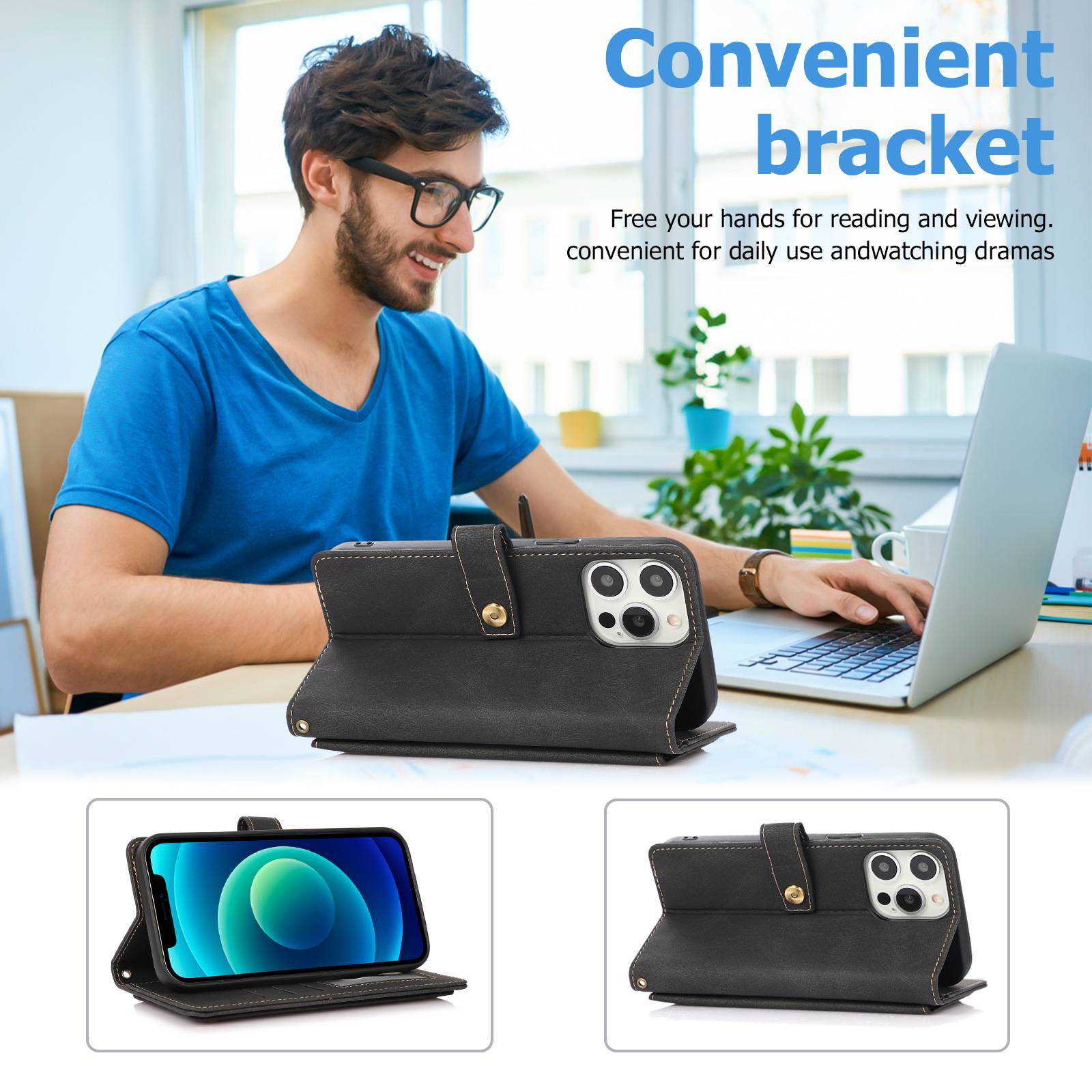 Brieftaschenhülle mit Kartenfach für die iPhone 16-Serie iPhone 16