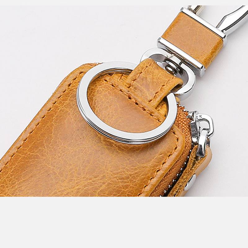 Echtes Leder Schlüsseletui, RFID Blockierendes Autoschlüssel Etui mit Multifunktionalem Schlüsselanhänger coffee