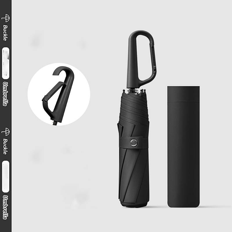 Automatischer Regenschirm mit Ringclip – faltbarer Reiseschirm Black