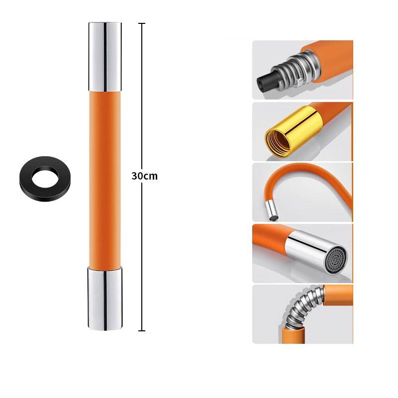Verbesserter flexibler Wasserhahnverlängerer mit orangefarbenem Kupferkopf, 30 cm Orange