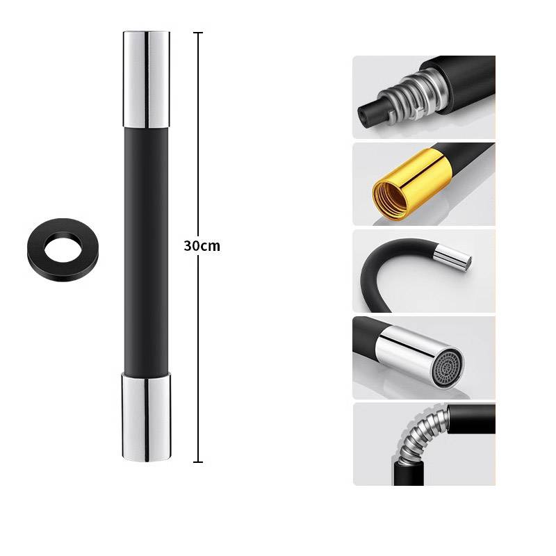 Verbesserter flexibler Wasserhahnverlängerer mit orangefarbenem Kupferkopf, 30 cm Black