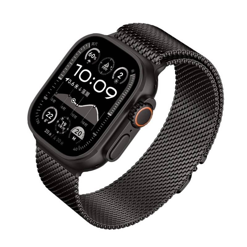 Graphitfarbenes Milanaise-Armband für Apple Watch Black S