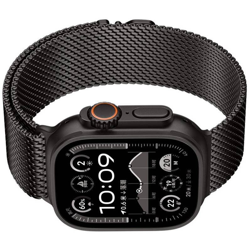 Graphitfarbenes Milanaise-Armband für Apple Watch Black S