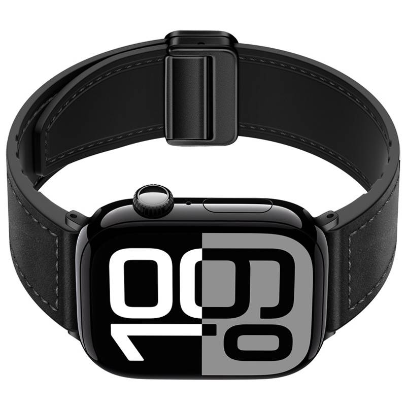 Echtes Lederarmband für Apple Watch Black L