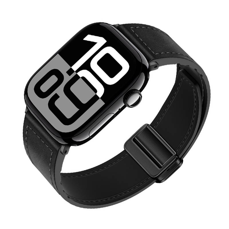 Echtes Lederarmband für Apple Watch Black L