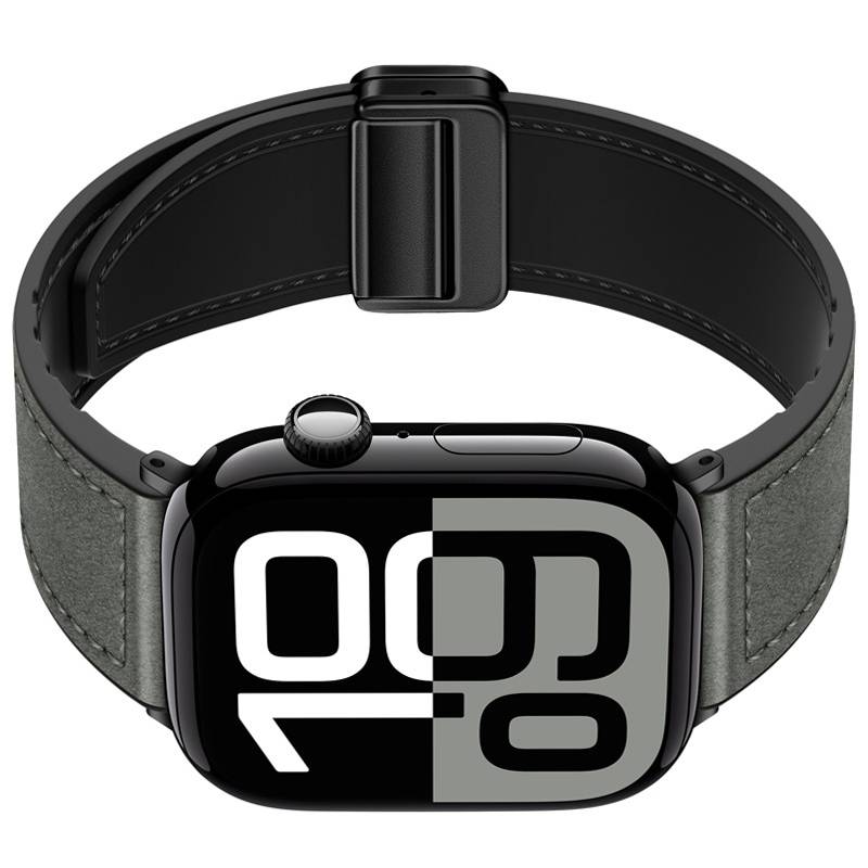 Magnetisches Apple Watch Armband aus echtem Leder Grey S