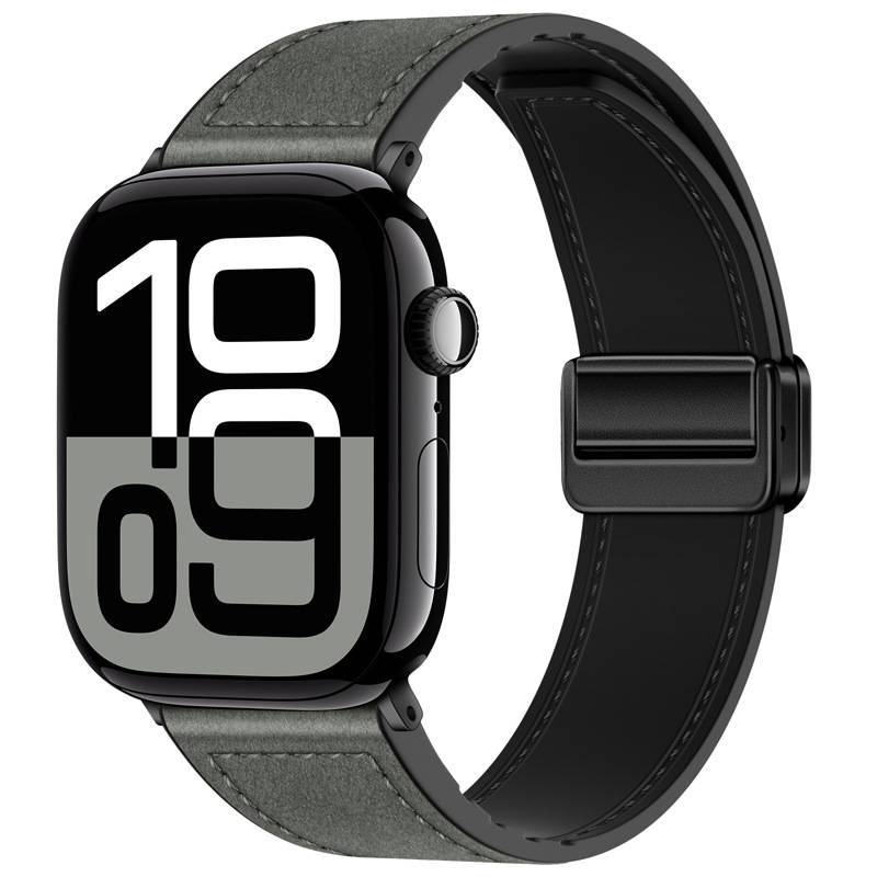 Magnetisches Apple Watch Armband aus echtem Leder Grey L