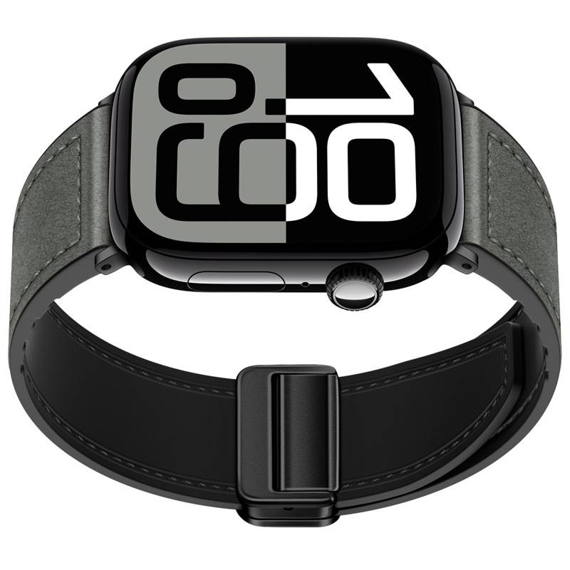Magnetisches Apple Watch Armband aus echtem Leder Grey S