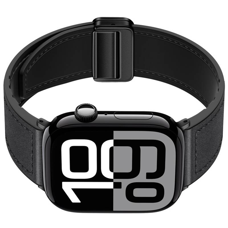 Magnetisches Apple Watch Armband aus echtem Leder Black L