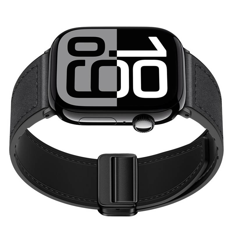 Magnetisches Apple Watch Armband aus echtem Leder Black L