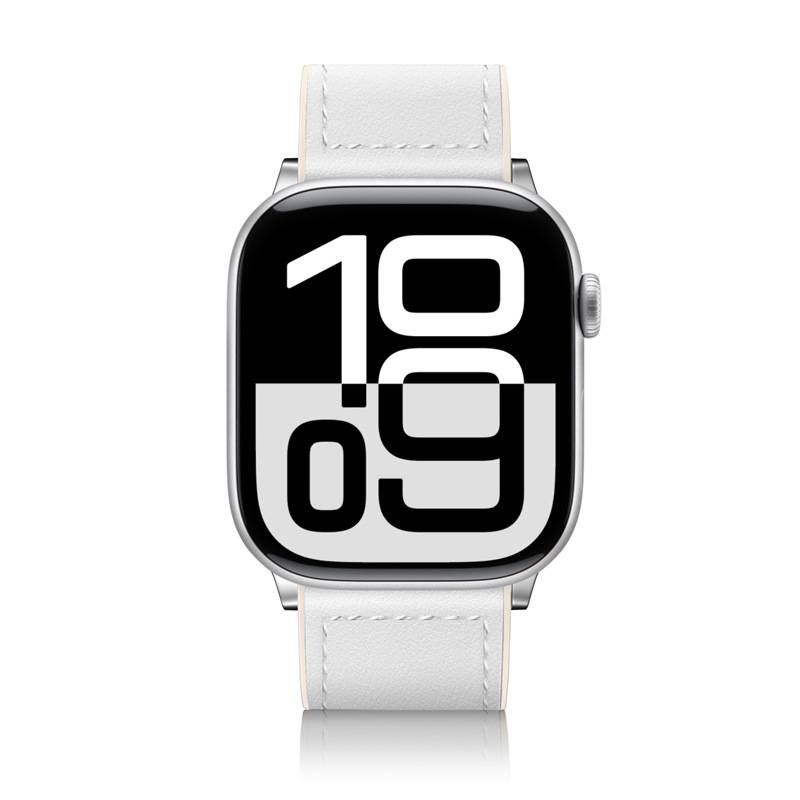 Hochwertiges Apple Watch Lederarmband mit Magnetschließe White S