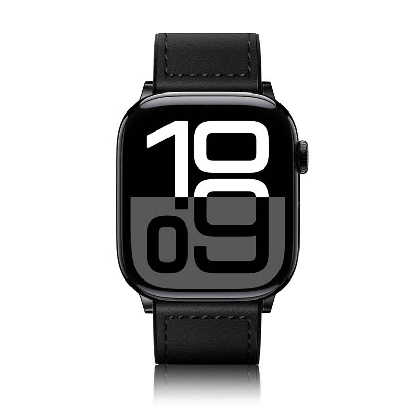 Hochwertiges Apple Watch Lederarmband mit Magnetschließe Black L