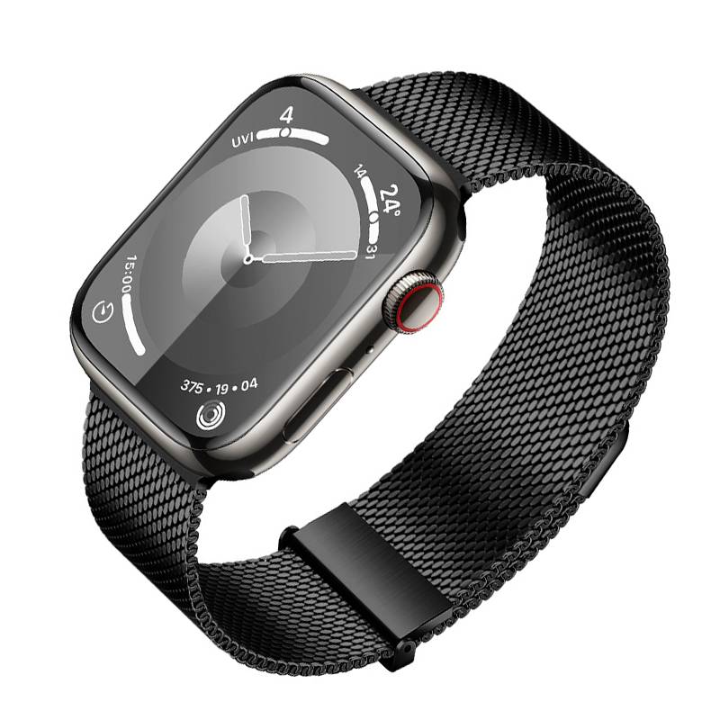 Graphitfarbenes Milanaise-Armband für Apple Watch Black L