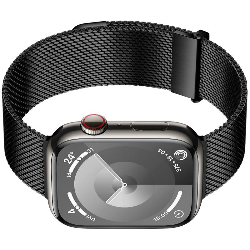 Graphitfarbenes Milanaise-Armband für Apple Watch Black L