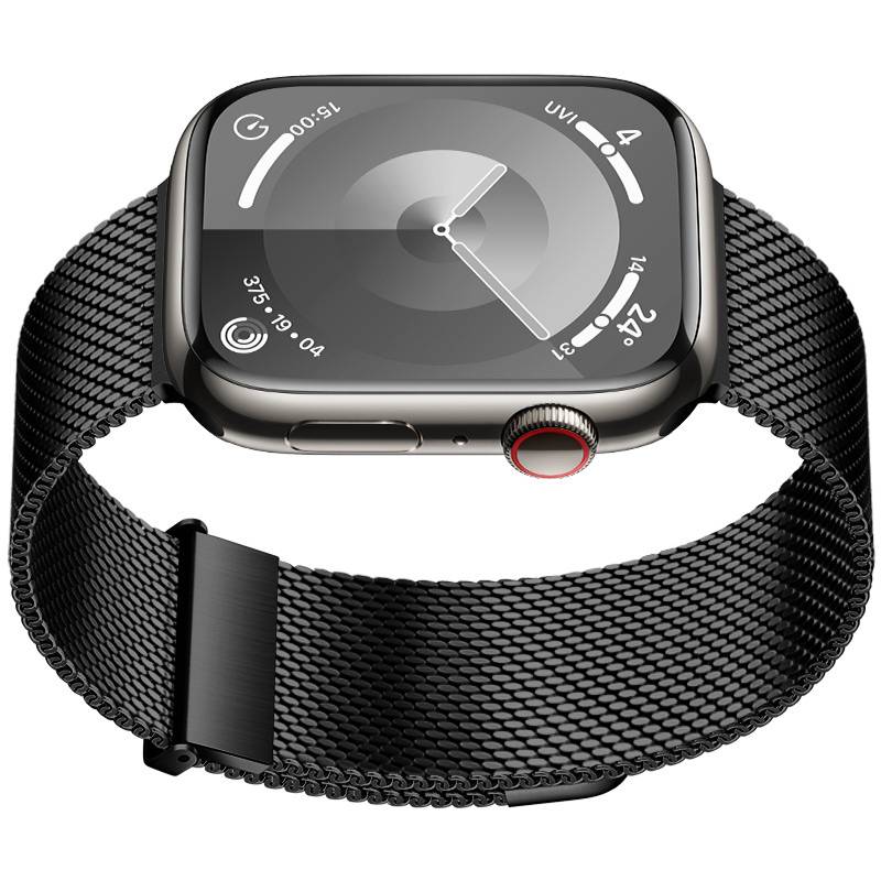 Graphitfarbenes Milanaise-Armband für Apple Watch Black L