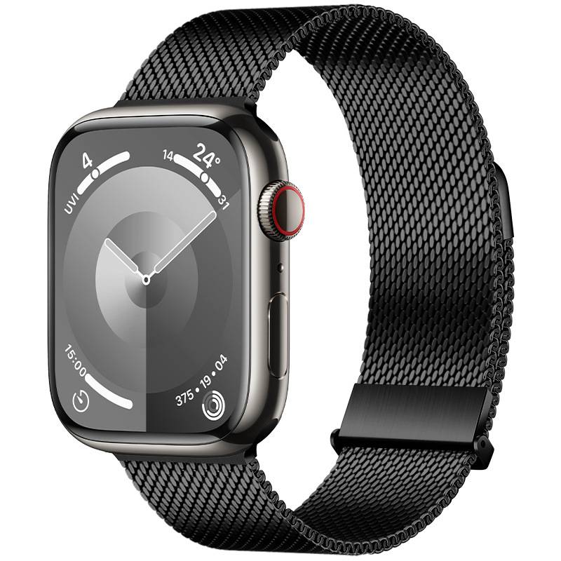 Graphitfarbenes Milanaise-Armband für Apple Watch Black L