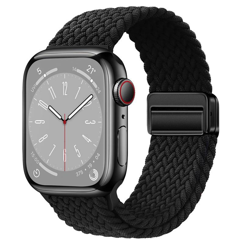 Starlight Nylon Geflochtenes Uhrenarmband für Apple Watch Black S
