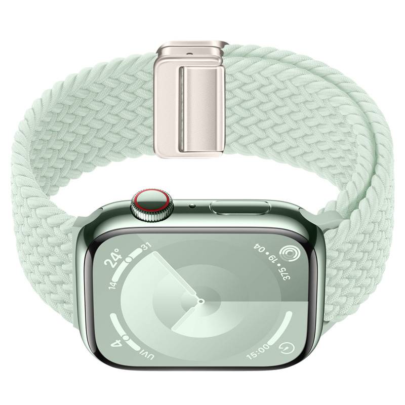 Starlight Nylon Geflochtenes Uhrenarmband für Apple Watch Green S