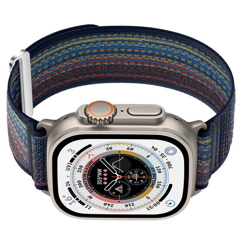 Geflochtenes Nylon Sport Loop Armband für Apple Watch Blue+Orange S