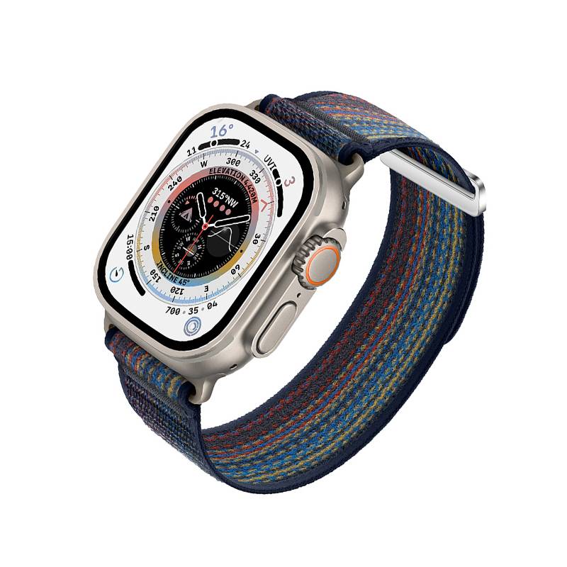 Geflochtenes Nylon Sport Loop Armband für Apple Watch Blue+Orange S