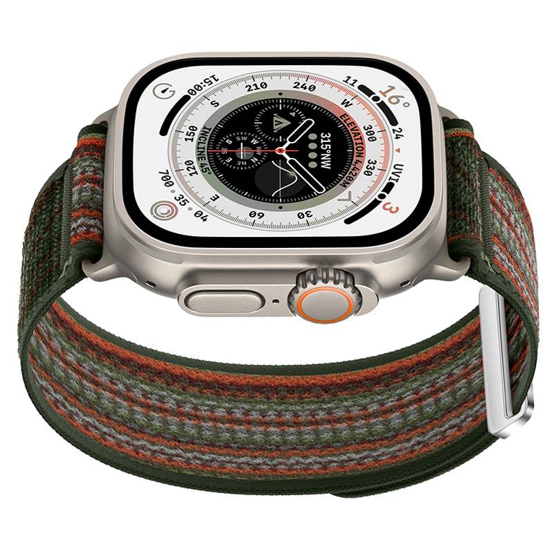 Geflochtenes Nylon Sport Loop Armband für Apple Watch green+orange S