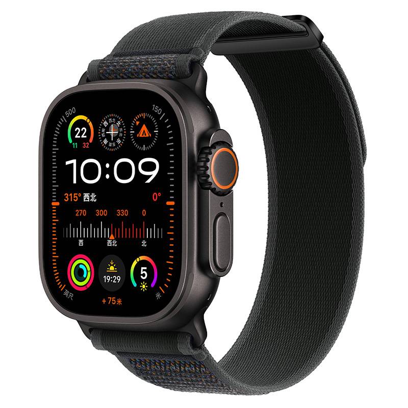 Nylon-Uhrenarmbänder kompatibel mit Apple Watch - Atmungsaktive Sport Loop-Armbänder für iWatch Series 8/7/6/5/4/3/2/1/SE/Ultra Black L