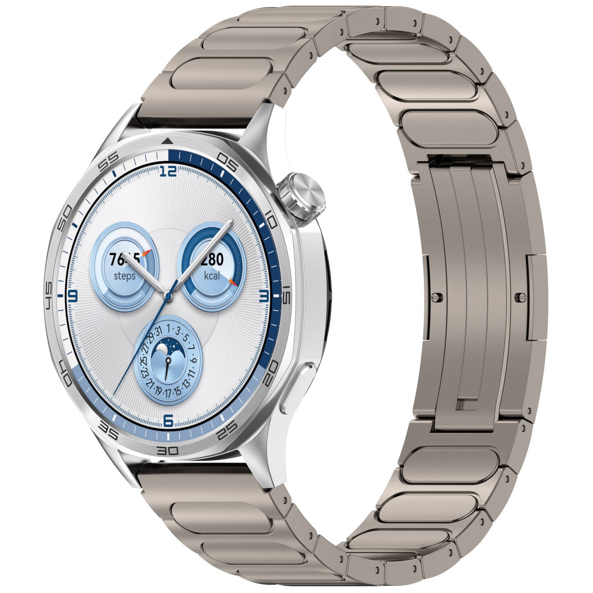 Titan-Uhrenarmband für 22-mm-Smartwatch Titanium Faltschließe