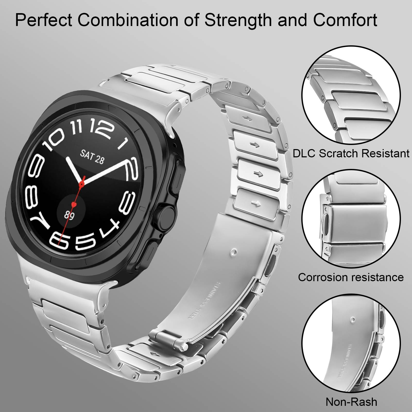 Samsung Watch 7 47MM Armband - Edelstahl-Metallband Silver