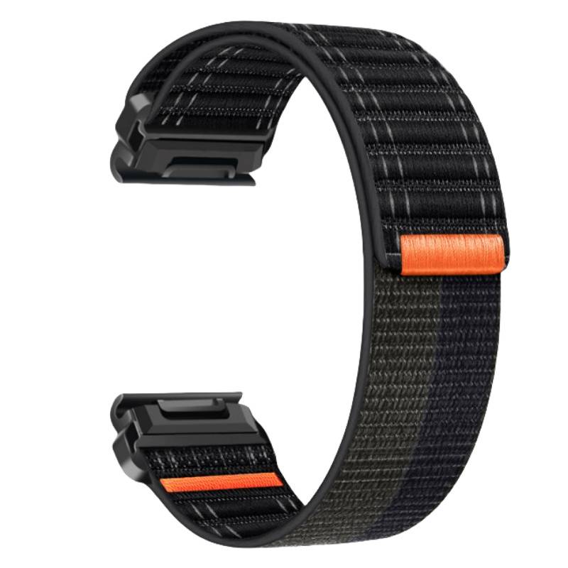 Nylon-Uhrenarmband für Garmin Fenix 8/5/6/7X Pro/Epix 935/965 Black + light gray 22 mm