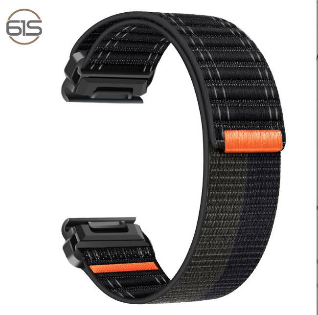 Nylon-Uhrenarmband für Garmin Fenix 8/5/6/7X Pro/Epix 935/965 Black + light gray 26 mm