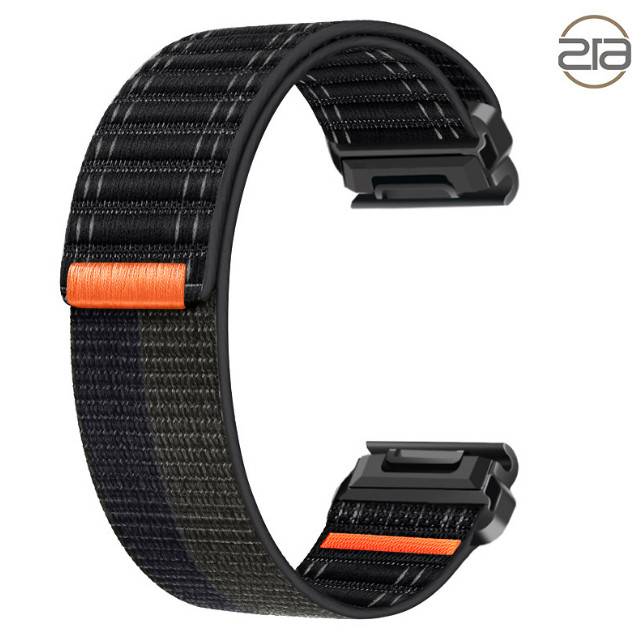 Nylon-Uhrenarmband für Garmin Fenix 8/5/6/7X Pro/Epix 935/965 Black + light gray 26 mm