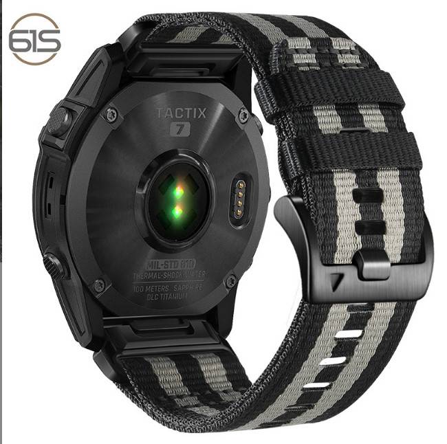 Schnellwechsel-Nylonarmband für Garmin Fenix 5X 6X 7X Tactix 7 Pro Black + light gray 22 mm