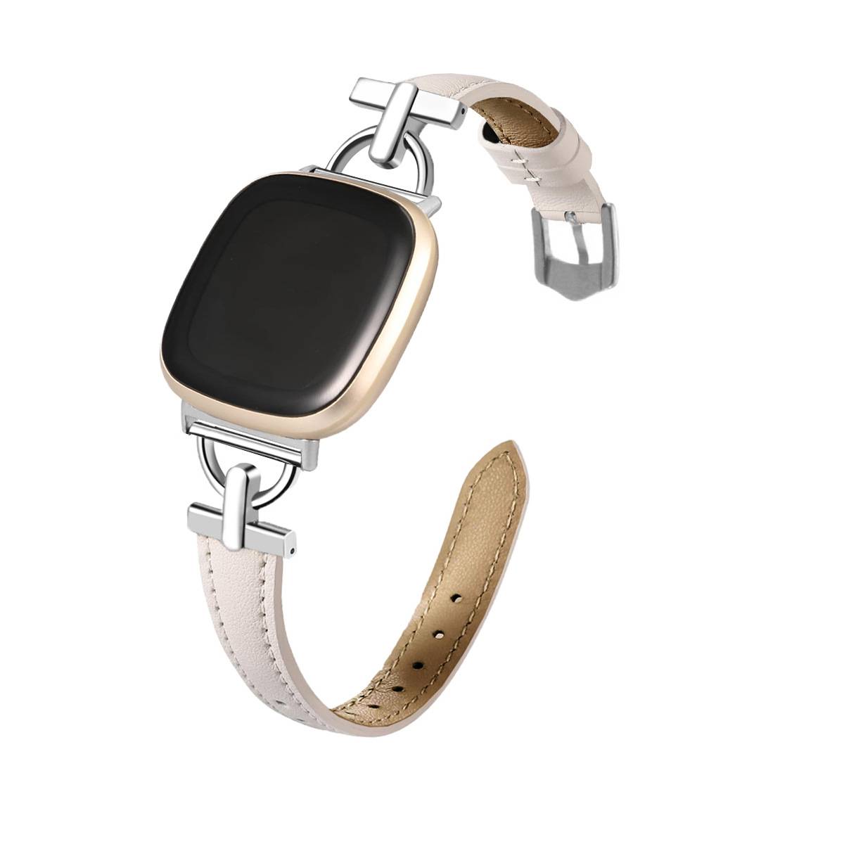 Echtes Leder Uhrenarmband für Fitbit Versa 4/3/Sense - Rosé