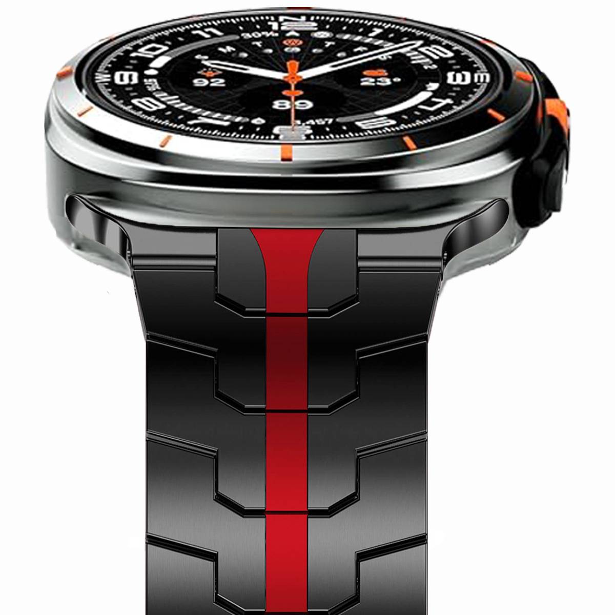 Schwarz-rotes Uhrenarmband für Samsung Watch 7 Ultra (47 mm)