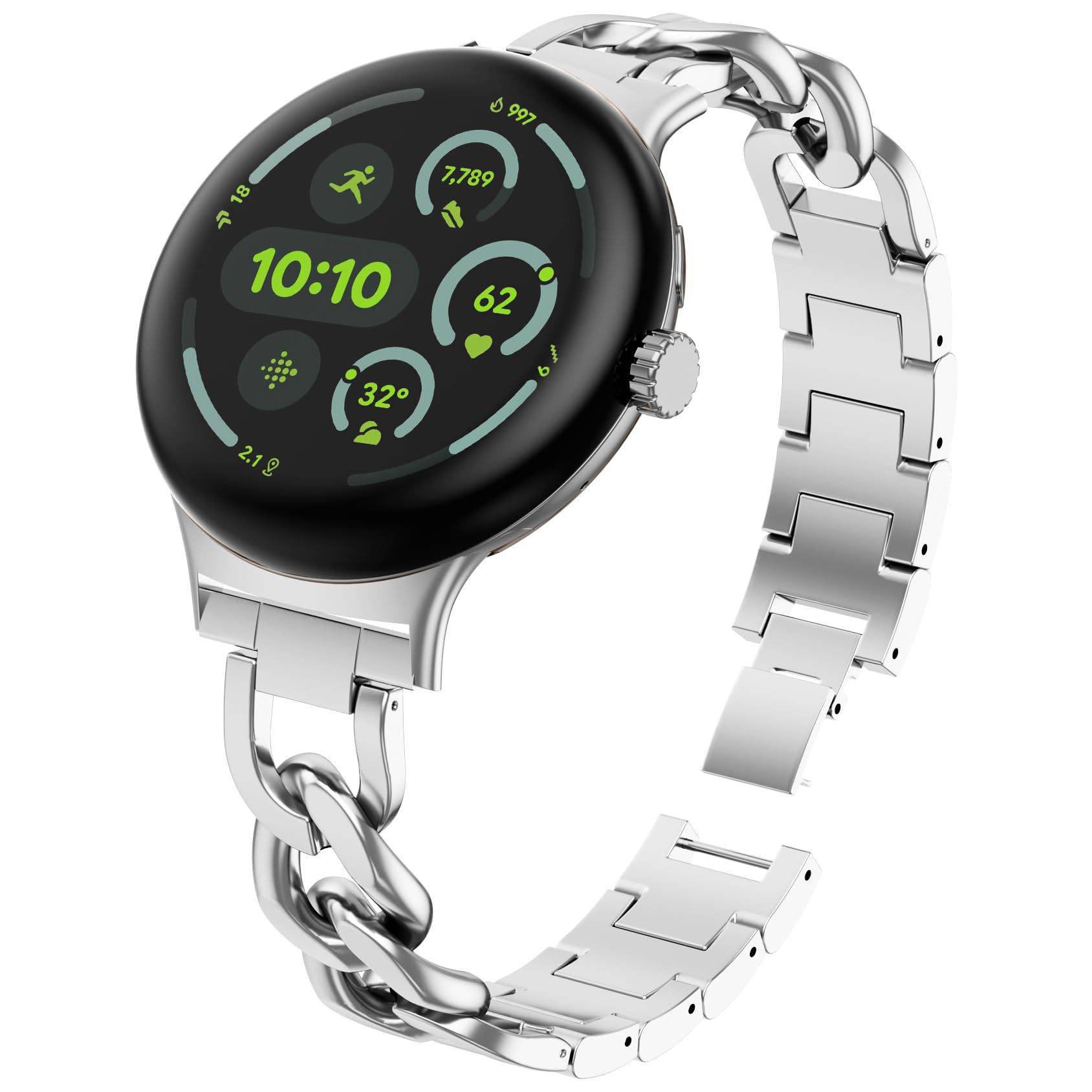 Silbernes Edelstahl-Uhrenarmband für Google Pixel Watch 3 (45 mm)