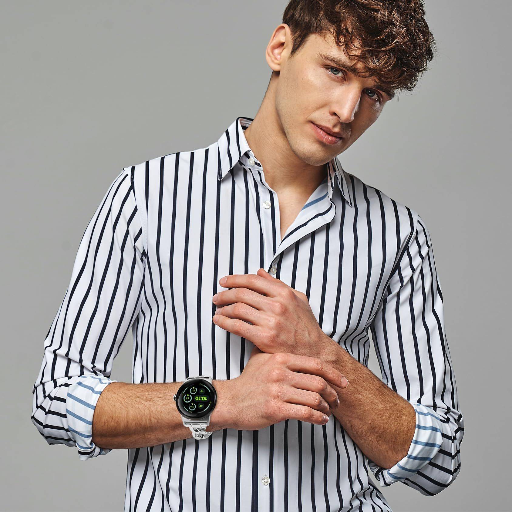 Silbernes Edelstahl-Uhrenarmband für Google Pixel Watch 3 (45 mm)