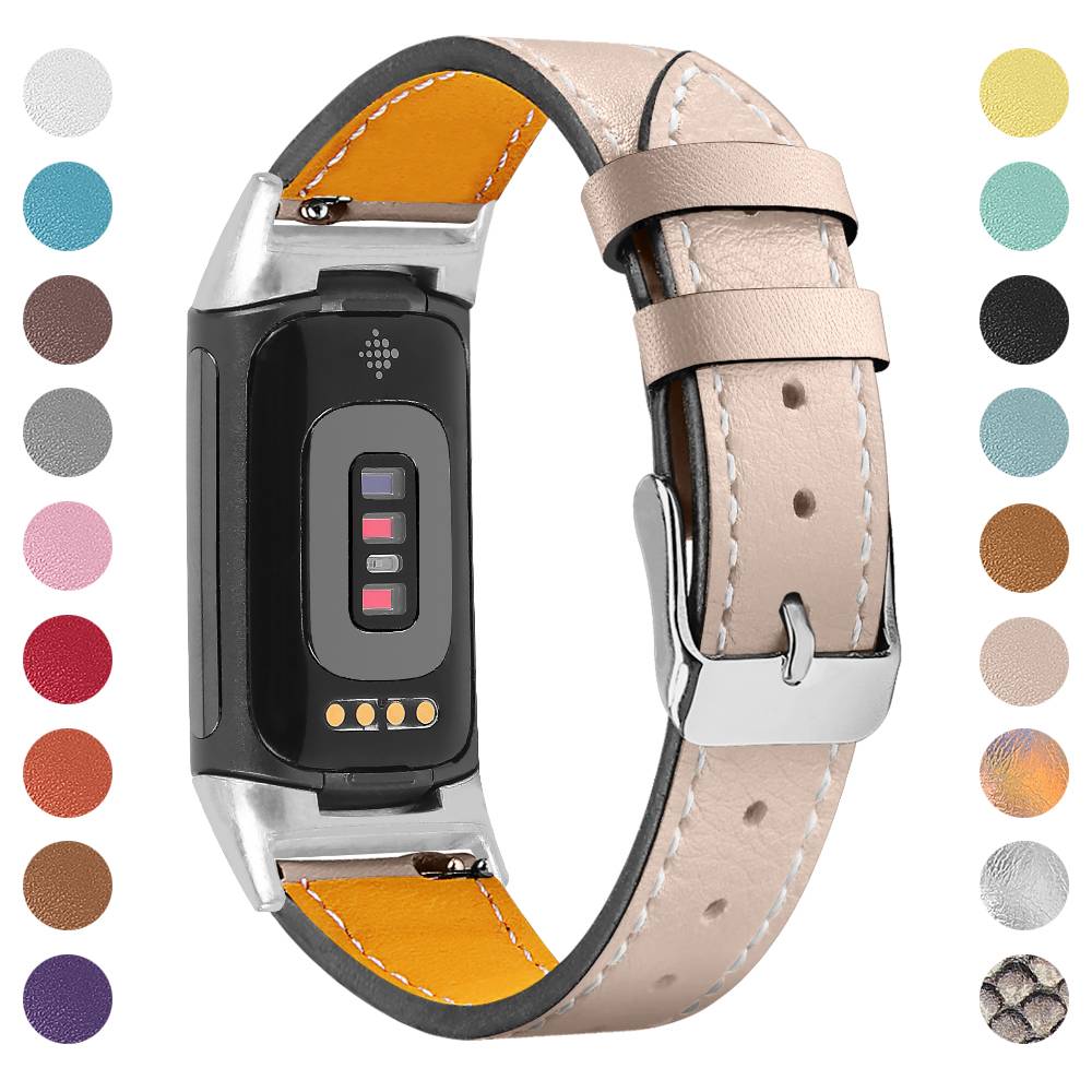 Echtleder-Uhrenarmband für Fitbit Charge 5/6 Beige