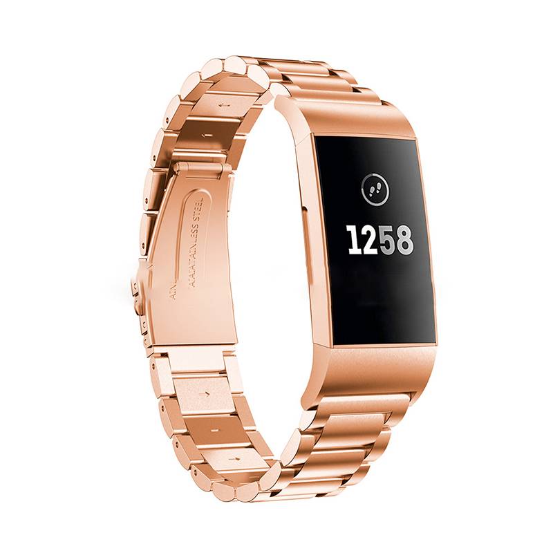 Roségoldenes Edelstahl-Uhrenarmband für Fitbit Charge 3