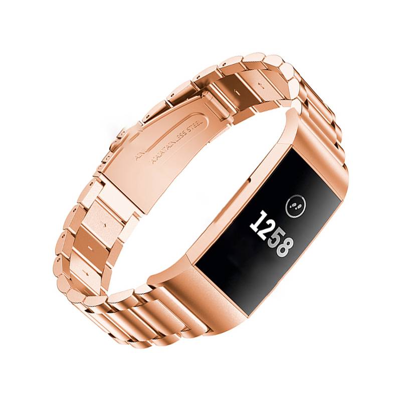Roségoldenes Edelstahl-Uhrenarmband für Fitbit Charge 3